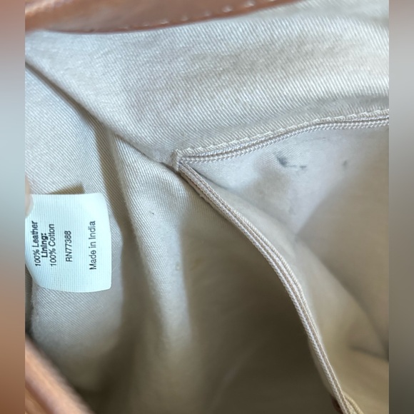 J. Crew Large Brown Leather Tote Bag Exterior Pockets Tan - Picture 11 of 14